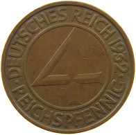 WEIMARER REPUBLIK 4 PFENNIG 1932 A  #a084 0531 - 4 Reichspfennig