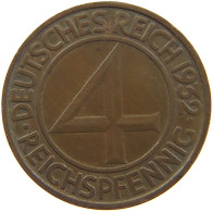 WEIMARER REPUBLIK 4 PFENNIG 1932 A  #a066 0391 - 4 Reichspfennig