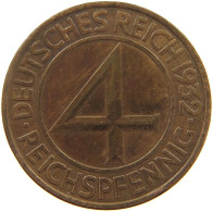 WEIMARER REPUBLIK 4 PFENNIG 1932 A  #a042 0289 - 4 Reichspfennig