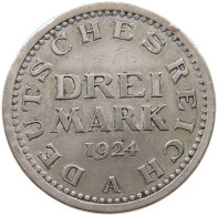 WEIMARER REPUBLIK 3 MARK 1924 A  #t118 0071 - 3 Mark & 3 Reichsmark