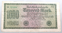 WEIMARER REPUBLIK 1000 MARK 1922  #alb052 0311 - 1000 Mark