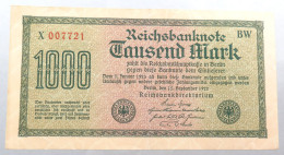 WEIMARER REPUBLIK 1000 MARK 1922  #alb052 0369 - 1000 Mark