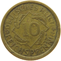 WEIMARER REPUBLIK 10 PFENNIG 1925 A WEAK STRUCK A #s068 0005 - 10 Renten- & 10 Reichspfennig