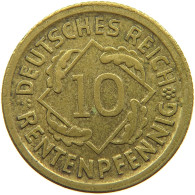 WEIMARER REPUBLIK 10 PFENNIG 1924 D OFF-CENTER #s055 0763 - 10 Renten- & 10 Reichspfennig