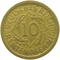 WEIMARER REPUBLIK 10 PFENNIG 1924 A WEAK STRUCK #a074 0583 - 10 Renten- & 10 Reichspfennig