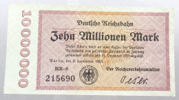 WEIMARER REPUBLIK 10 MILLIONEN MARK 1923 DEUTSCHE REICHSBAHN #alb052 0619 - 10 Mio. Mark