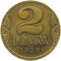 YUGOSLAVIA 2 DINARA 1938 Petar II (1934-1945) #a033 0853 - Yougoslavie