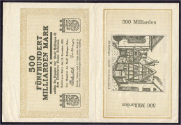 Stadt, 2 Zusammenhängende Scheine (Vs. U. Rs.) Zu 500 Mrd. Mark 12.11.1923. Andere Seite Des Jeweiligen Scheines Blanko  - Lokale Ausgaben