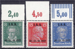 8 Pf. - 25 Pf. I. A. A. 1927, Kompletter Satz Vom Oberrand In Postfrischer Erhaltung, 8 Pf. Geprüft Schlegel BPP. Mi. 90 - Sonstige & Ohne Zuordnung