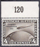 4 M. Chicagofahrt 1933, Sauber In Postfrischer Erhaltung, Unsigniert. Mi. 350,-€ Michel 498. - Autres & Non Classés