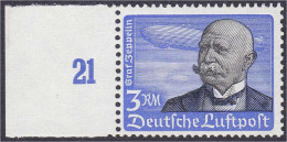 3 M Ferdinand Graf Von Zeppelin 1934, Postfrische Kabinetterhaltung, Waagerechte Gummiriffelung, Unsigniert, Links Mit S - Other & Unclassified