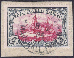 5 Mark Kaiseryacht 1900, Sauber Gestempelt Auf Briefstück, Tiefst Geprüft Pfenninger. Mi. 600,-€ Michel 25. - Islas Marshall