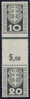 10 Pf. + 20 Pf. Kleines Wappen Von Danzig 1921, Senkrechtes Zwischenstegpaar Als Probedruck Ungebraucht/postfrisch. Foto - Sonstige & Ohne Zuordnung