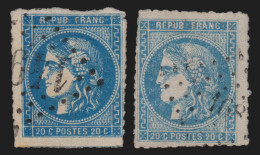 N°46B Percés En Ligne, En 2 Nuances, Cérès Bordeaux 20c Bleu - B/TB - 1870 Bordeaux Printing