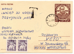 71666 - Polen - 1983 - 2Zl Kochanowski GASoKte KRYNICA -> WARSZAWA, M 6Zl Nachporto - Postage Due