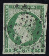 France N°12c - Vert Foncé Sur Vert - Oblitéré - TB - 1853-1860 Napoleon III