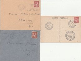 Iris, N°652 (Y&T) 2 Enveloppes + 1 Carte Foire De Paris 24/9/45 - 1939-44 Iris