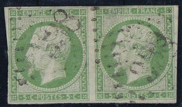 France N°12 - Paire - Signé Brun-  Oblitéré - B/TB - 1853-1860 Napoléon III.