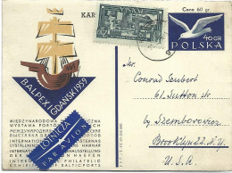 Uprated Postal Stationery Postcard (Airmail) From Poland To USA, Seagull In Stamp Imprint,1959,Condition As Shown, Rare - Seagulls