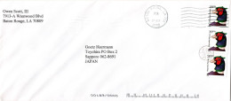 L71683 - USA - 2000 - 3@20¢ Vogel A LpBf BATON ROUGE, LA -> TOYOHIRA (Japan), M "Nachtraeglich Entwertet"-Stpl - Covers & Documents