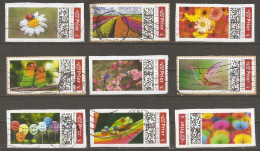 Belgique - Petit Lot De 9 Duostamps + QR Code Sur Fragments - Oiseaux -  Ballons - Grenouille - Fleurs - Parapluies - Autres & Non Classés