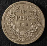 CHILE- 1 PESO 1933. - Chili
