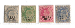 INDIA - NABHA 1903 - 1909 VALUES TO 2a 6p SG 37, 38, 39, 40b UNMOUNTED MINT Cat £25+ - Nabha