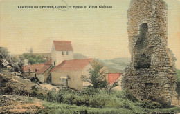 Uchon * église Et Vieux Château Du Village * Environs Du Creusot * Cpa Toilée Colorisée - Sonstige & Ohne Zuordnung