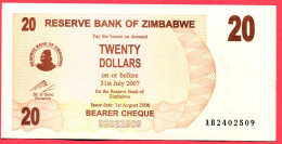 20 Dollars Neuf 3 Euros - Zimbabwe