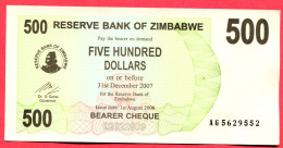 500 Dollars Neuf 3 Euros - Zimbabwe
