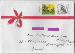 Switzerland 2013 Cover Geneve To Brazil Stamp Common Rock Thrush Sioux Native American Character Electronic Sorting Mark - Lettres & Documents