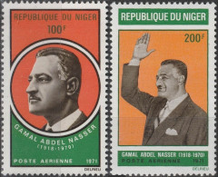 NIGER Poste Aérienne 146 147 ** MNH Gamal Abdel NASSER Président Egypte 1971 - Niger (1960-...)