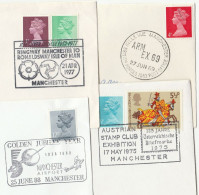 4 Diff 1968-1988 MANCHESTER Event COVERS Gb Stamps Cover Aviation Ringway Military Forces Armex Philatelic Exhibition - Covers & Documents