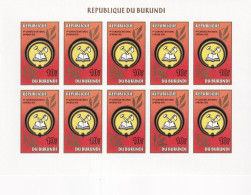 Burundi Nº 841sd Al 843sd SIN DENTAR En Hojas De 10 Series - Neufs