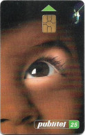 El Salvador - Publitel (Chip) - Child's Eye (Reverse A), Chip Gem5 Black, 1999, 25₡, Used - Salvador