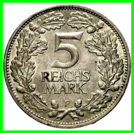 ALEMANIA WEIMAR REPUBLIC MONEDA DE 5.00 –REICHS MARK AÑO 1925 F – KM 43 PLATA EBC XF - 36 Mm 25 Gr - CONMEMORATIVA - 5 Reichsmark