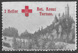 KuK K.u.K AUSTRIA Bohemia WWI 1916 Red Cross Rotes Kreuz Croix Rouge VIGNETTE Reklamemarke Turnau Turnov Fortress RARE - Rotes Kreuz