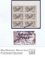 Ireland 1927-28 Wide Date Saorstat 3-line Ovpt In Black 2/6d Corner Block Of 6 With "Flat-tailed 9" Of Row 3/4 Mint - Neufs
