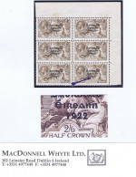 Ireland 1927-28 Wide Date Saorstat 3-line Ovpt In Black 2/6d Corner Block Of 6 With "Flat-tailed 9" Of Row 3/4 Mint - Ungebraucht