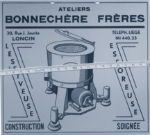 Loncin Liège Ateliers BONNECHERE Plaque Publicitaire Lessive Lessiveuse Essoreuse La Solide Vers 1950 - Autres & Non Classés