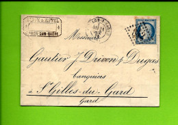 1870 ENTETE Vins Du Midi Timbre Ceres Chalon Sur Saone Saone Et Loire Oblit. Gr. Ch. 842  Buffe & Zipfel Pour St Gilles - 1849-1876: Classic Period