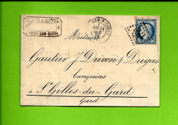 1870 ENTETE Vins Du Midi Timbre Ceres Chalon Sur Saone Saone Et Loire Oblit. Gr. Ch. 842  Buffe & Zipfel Pour St Gilles - 1849-1876: Klassik