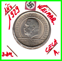 ALEMANIA WEIMAR REPUBLIC MONEDA DE 3.00 –REICHS MARK AÑO 1929 A – KM 63 PLATA EBC XF - CONMEMORATIVA DECIMO ANIVERSARIO - 3 Marcos & 3 Reichsmark