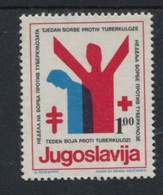 Yugoslavia Charity Stamp TBC 1976 Cross Of Lorraine,  Red Cross Week Tuberculosis, MNH - Charity Issues