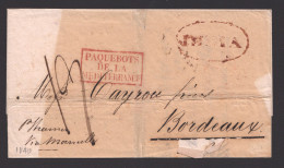 1840  Madras Shipletter To France Bordeaux Receiver On Back Boxed «Paquebots De La Méditerrannée» And Oval «India» - ...-1852 Vorphilatelie