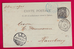 ENTIER 10C GROUPE LIBREVILLE CONGO FRANCAIS 1894 POUR HAMBOURG ALLEMAGNE LETTRE - Storia Postale