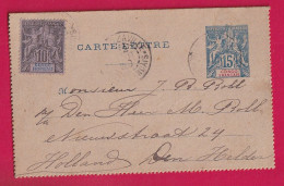 ENTIER 15C + 10C BRAZAVILLE CONGO FRANCAIS 1899 POUR HELDER PAYS BAS HOLLANDE LETTRE - Cartas & Documentos