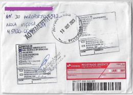 Brazil 2023 Registered Cover Sent From Biguaçu To Nova Viçosa Agency Posto Da Mata Returned To Sender Service Cancel - Brieven En Documenten