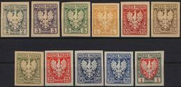 Poland 1919, Mi 54 - 64, Heraldry - Coat Of Arms. Eagle Nz I Ng - Neufs