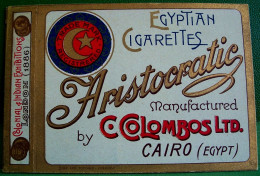 ETUI Couverture  De PAQUET De CIGARETTES VIDE  ARISTOCRATIC  , Ca 1920 , COVER OF OLD EMPTY BOX , C.COLOMBOS Ltd - Porta Sigarette (vuoti)